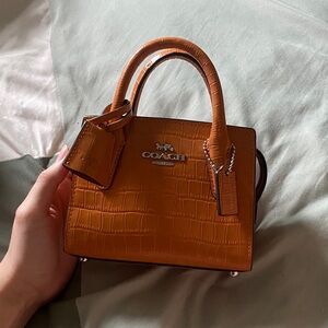 Coach Brown Croc-Embossed Mini Bag